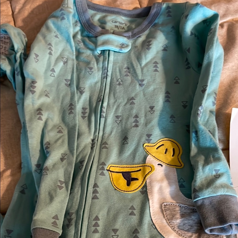 Carter's Blue Footies with Playful Duck Design